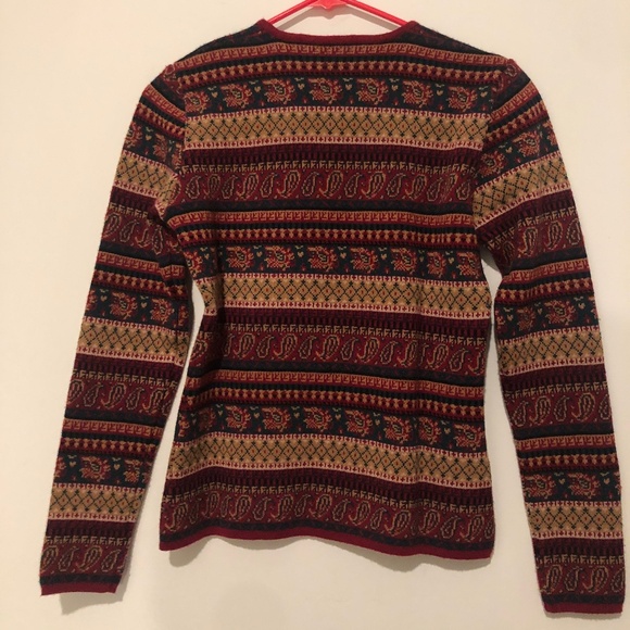 Vittadini Sport M Burgundy Fair Isles Merino Wool Pullover Sweater - Picture 2 of 8